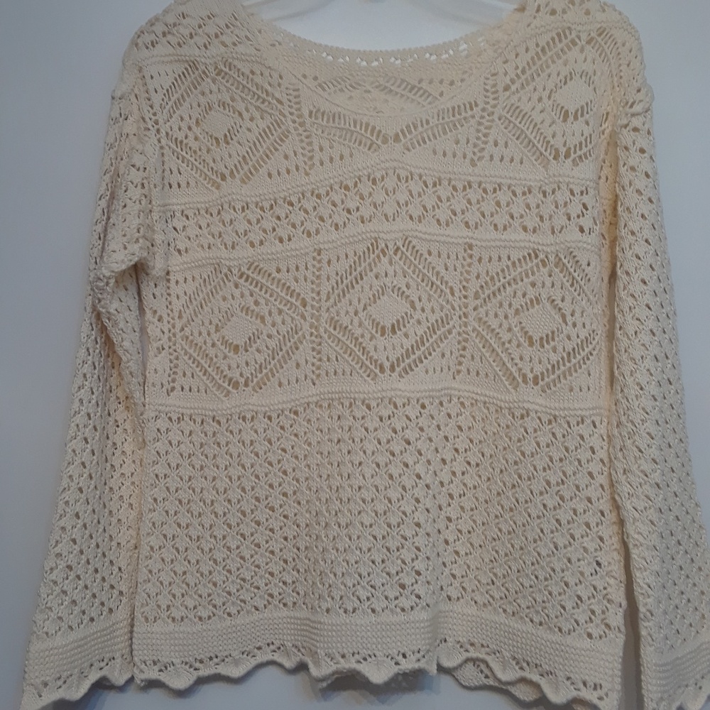 New White Crochet Sweater Size 4